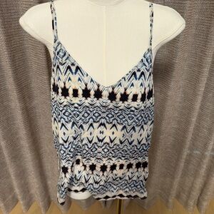 Bella Luxx Silk Blend Printed Racerback Cami | Blue/White | XS